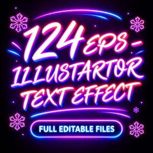 Bundel met 124 3D-teksteffecten, bewerkbare EPS-vectorlettertypen, retro, neon, stripfiguren, cartoons, goudkleurige typografie, grafisch ontwerp, digitale download EPS