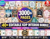40+ KDP Interior Bundle Editable Canva Templates, Mega Planner & Journal Pack for Amazon KDP, No Bleed Print Ready PDF, Digital Download
