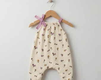 Mönster för babyjumpsuit för flickor | Blommig sparkdräkt | Enkel DIY-utskrivbar PDF | Handgjord babyshowerpresent | Nybörjarvänlig