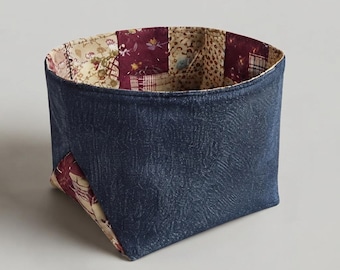 Denim Fabric Basket Sewing Pattern | Jean Storage Basket | Easy DIY Printable PDF | Home Organizer | Handmade Gift Idea