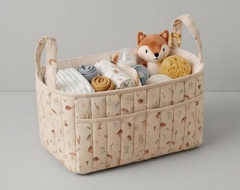Storage Basket Sewing Pattern | Fabric Diaper Basket | Easy DIY Printable PDF | Baby Nursery Organizer | Handmade Baby Shower Gift