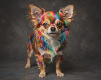Chihuahua Arcoíris · Arte Digital · Impresión Decorativa · Descarga Digital Alta Resolución