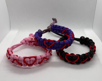 Paracord Woven Hearts Justerbart Armband (Mad Max-stil)