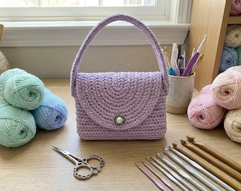 Häkelanleitung für eine Tasche im Fischgrätmuster | Anfänger-Tutorial für eine strukturierte Handtasche (PDF-Download)