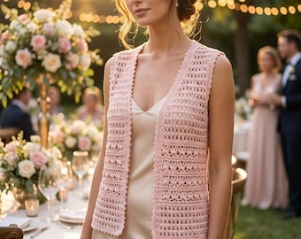 Easy Crochet Vest Pattern PDF | Open Front Lace Summer Vest | Boho Sleeveless Jacket | Women's Waistcoat Tutorial Digital Download