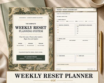 Weekly Reset Planner Printable | Undated Weekly Planner PDF | Sunday Reset Checklist & Habit Tracker | A4 Productivity Planner