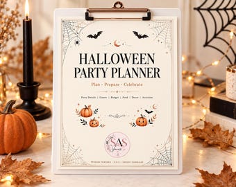 Halloween Party Planner Printable PDF | 16-Page Spooky Party Organizer, Guest List, Budget,  Costumes & Decor Checklist | Hallloween planner