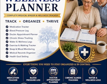 Health Wellness Planner | Medical Binder, Medication Tracker, Appointment Log (Digital Download)