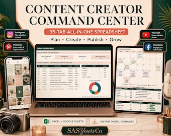 Content Calendar Spreadsheet | Social Media Content Planner | Monthly Content Calendar | Google Sheets Excel Template