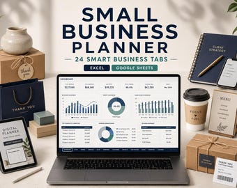 Small Business Planner Spreadsheet | Bookkeeping & Finance Tracker | Sales, Expenses, Profit | Excel Google Sheets Template