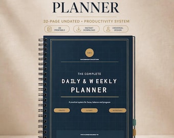Undated Daily Weekly Planner Printable PDF | 32 Page A4 Productivity Planner | Goal Setting & Habit Tracker