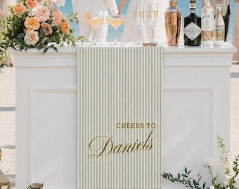 Handmade Linen Striped Bar Event Sign, Custom Wedding Welcome Signs, Fabric Name Date Banners