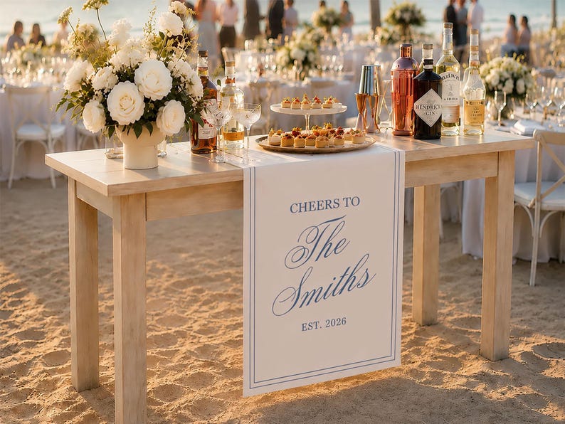Handmade Wedding Welcome Sign, Fabric Bar Menu Banner, Linen Cotton Signs, Ceremony Gift image 15
