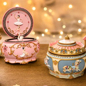Handmade Carousel Music Box, Engraved Name Ballerina Musical Box, Personalized Christmas Birthday Keepsake Gift