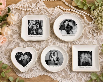 Personalized Bestie Photo Trinket Dish, Jewelry Ring Dishes,  Trinket Tray for Friend, Wedding Gift