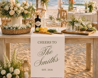 Handmade Wedding Welcome Sign, Fabric Bar Menu Banner, Linen Cotton Signs, Ceremony Gift