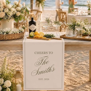 Handmade Wedding Welcome Sign, Fabric Bar Menu Banner, Linen Cotton Signs, Ceremony Gift image 8