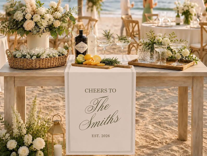 Handmade Wedding Welcome Sign, Fabric Bar Menu Banner, Linen Cotton Signs, Ceremony Gift image 8