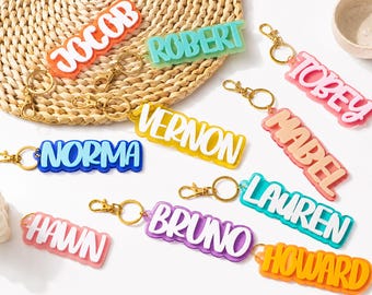 Backpack Personalized Name Tag, Back to School Acrylic Tag, Kids Diaper Lunch Box Keychain