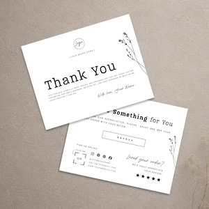 Business Thank You Card Template Editable Canva Order Insert QR Code Review Card Small Business Packaging Customer Thank You Discount Card