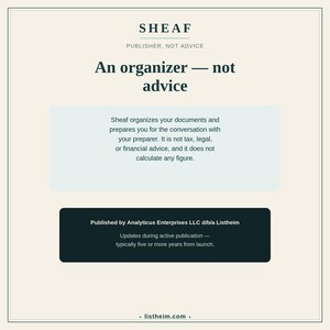 Sheaf Tax Year Organizer | Reusable Year-over-Year Tax Document Organizer for Your Tax Preparer | Fillable Printable PDF Tax Checklist image 10