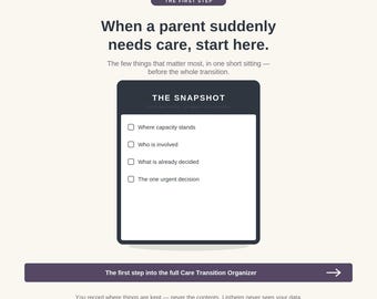 Caregiver Snapshot: Parent Care Transition Decisions (Fillable PDF)