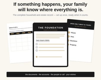 End of Life Family Estate Organizer | Will, Accounts, Insurance, Pets, Final Wishes | Fillable PDF — BLACKBOX