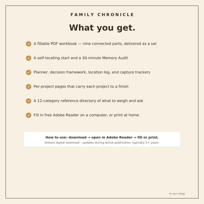 Family Memory Project Planner | Decide What to Keep, Plan Each Project, Map Where It Lives | Fillable PDF — Family Chronicle image 6