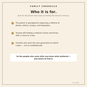 Family Memory Project Planner | Decide What to Keep, Plan Each Project, Map Where It Lives | Fillable PDF — Family Chronicle image 9