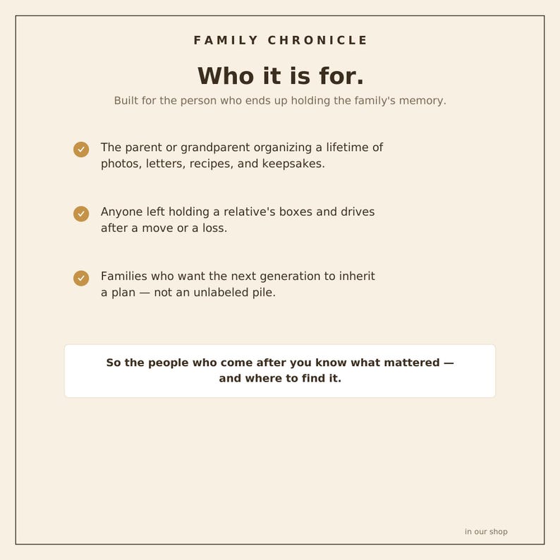 Family Memory Project Planner | Decide What to Keep, Plan Each Project, Map Where It Lives | Fillable PDF — Family Chronicle image 9