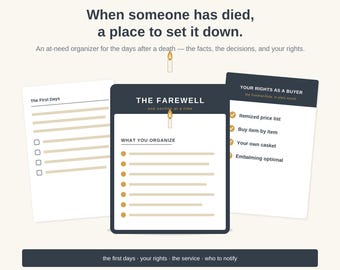 Funeral Planning Checklist and Final Arrangements Organizer | What to Do When Someone Dies | Fillable PDF | Memorial & Service Planner