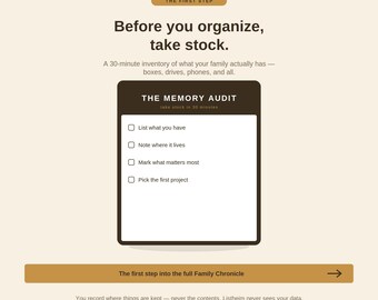 Family Memory Audit | Take Stock of Your Photos, Videos, Keepsakes and Where Each Lives | 30-Minute Fillable PDF
