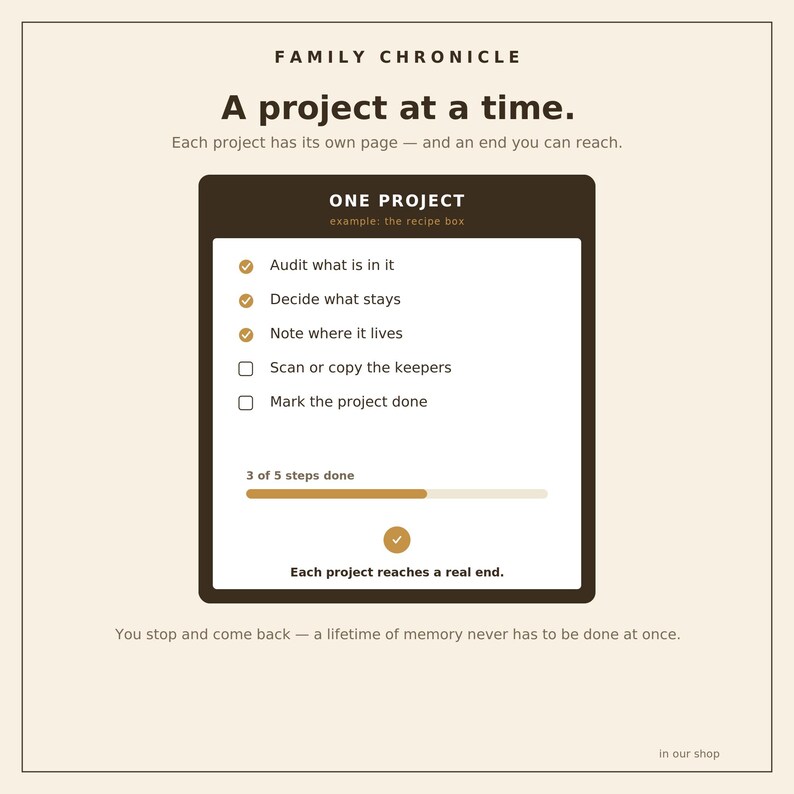 Family Memory Project Planner | Decide What to Keep, Plan Each Project, Map Where It Lives | Fillable PDF — Family Chronicle image 8