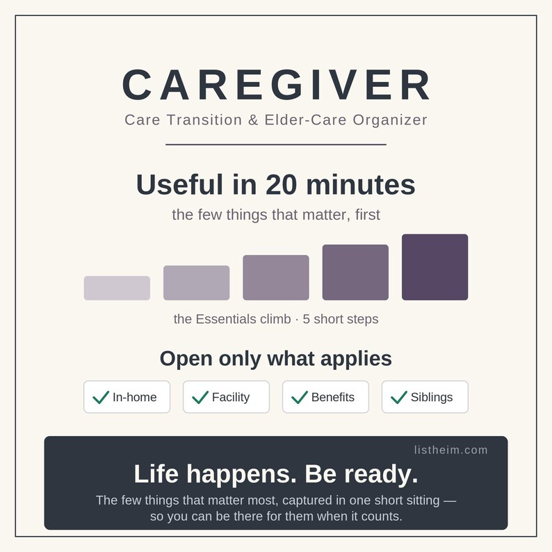 Elder Care Organizer for an Assisted Living or Memory Care Move | Power of Attorney, Medicaid, Capacity | Fillable PDF — Caregiver image 2