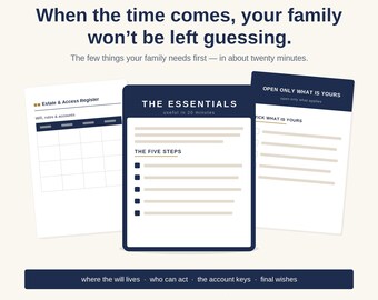 Later-Life Estate and Incapacity Organizer | Wills, Trusts, POA, Dementia Prep, Final Wishes | Fillable PDF — Meridian