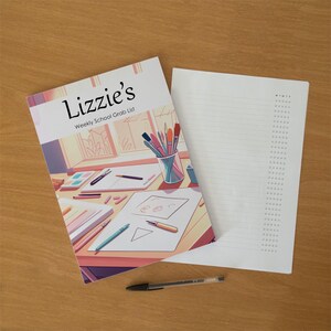 Bloc de notas con lista de verificación semanal personalizada con temática de ilustración de artes y manualidades / Planificador para escuelas, centros de respiro y cuidado infantil para alumnos con necesidades educativas especiales.