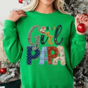 Flicka Pappa Patchwork Grafisk T-shirt: Nyckfull Rävdesign för Pappa