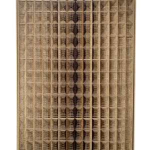 Puede incluir: Una pieza de arte mural rectangular que presenta una cuadr&iacute;cula repetitiva de marcos cuadrados conc&eacute;ntricos superpuestos. El dise&ntilde;o transita desde tonos de madera beige claro en los bordes exteriores hasta un marr&oacute;n oscuro en el centro.