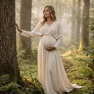 cream flowy maternity dress Grace Dress-Flowy lining