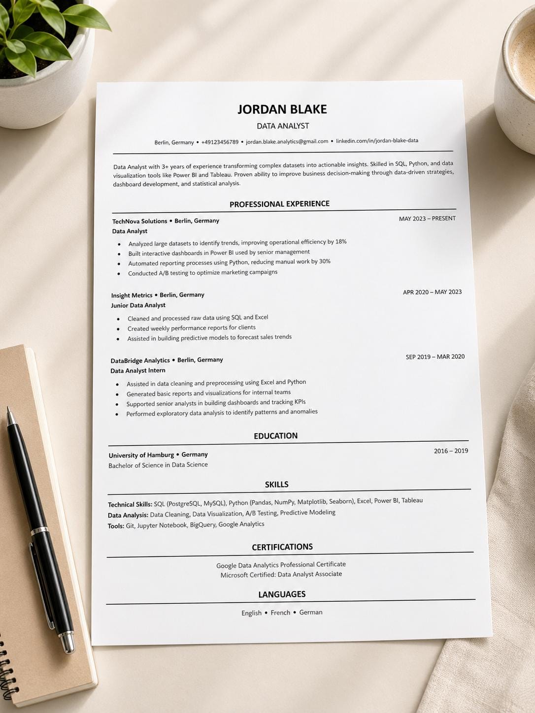 ATS Friendly Resume Template | Clean Professional CV | Editable Word ...