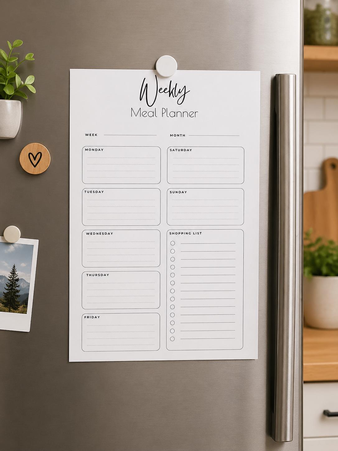 Minimalist Weekly Meal Planner Printable | Grocery List (PDF Download ...