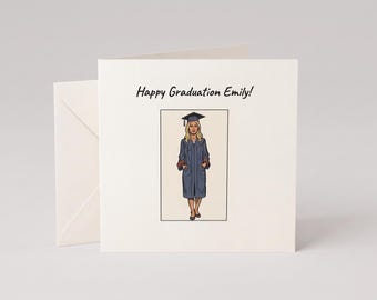 Personalised Graduation Card | Custom Comic Art Portrait | Photo to Illustration Greeting Card