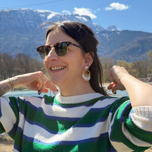 Orecchini di perle dorate – Eleganti orecchini pendenti – Gioielli chic e boho – Orecchini di perle a cascata – Regalo per donne