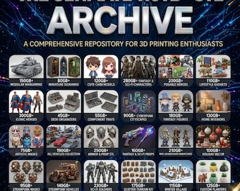 110TB+ STL Mega Bundle Pack, Mega Bundle, 3D Printing Files, 3D STL Pack, 3D Print Files, Flexi, Wargaming3D Printing Files Digital Download