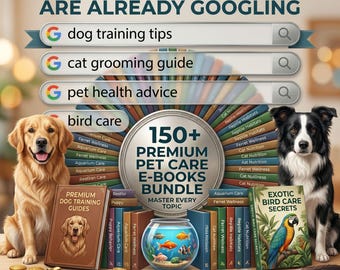 150+ Pet Niche E-Books for Digital Sellers | PLR & MRR Rights | Ultimate Pet Care PLR Bundle Training, Health  and Garooming | mrr Included