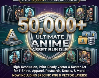 50000+ Anime PNG Designs Bundle  pod designs for t-shirts & hoodies, PNG SVG Ai Transparent Background dtg Instant Download