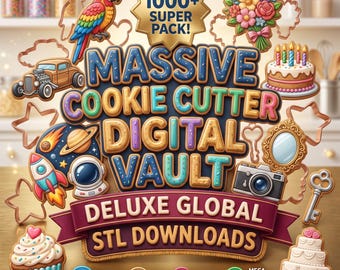 Más de 400 archivos STL y 3MF para cortadores de galletas, moldes para hornear impresos en 3D, paquete de archivos con formas de galletas DIY, descarga digital, uso comercial.