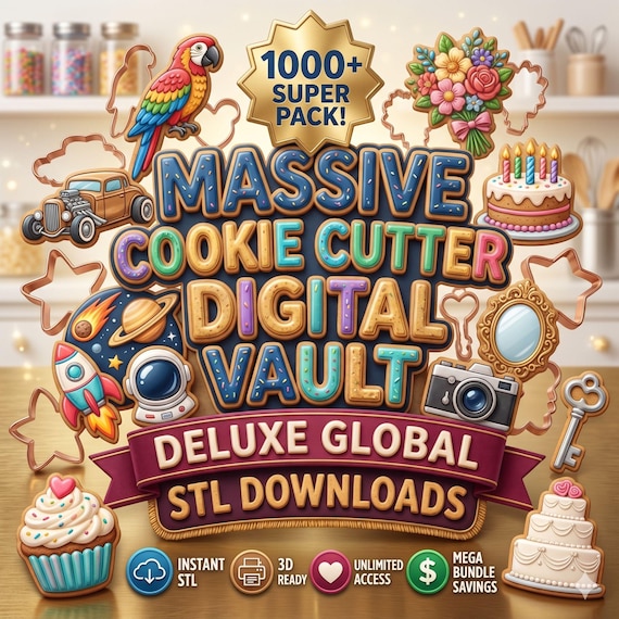 400+ Cookie Cutter STL & 3MF Files 3D Print Baking Molds DIY Cookie Shape Files Pack Mega Bundle Digital Download, Commercial Use