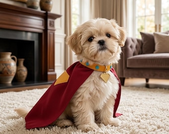 Déguisement cape de super-héros pour chien | Tenue de héros animal de compagnie rouge, cosplay de chiot (polyester)
