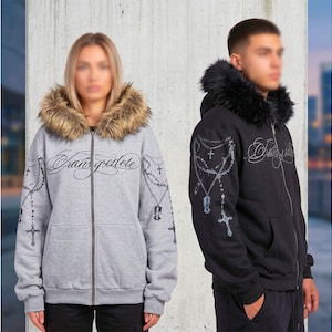 Y2k Fur Hood Jacket - Etsy